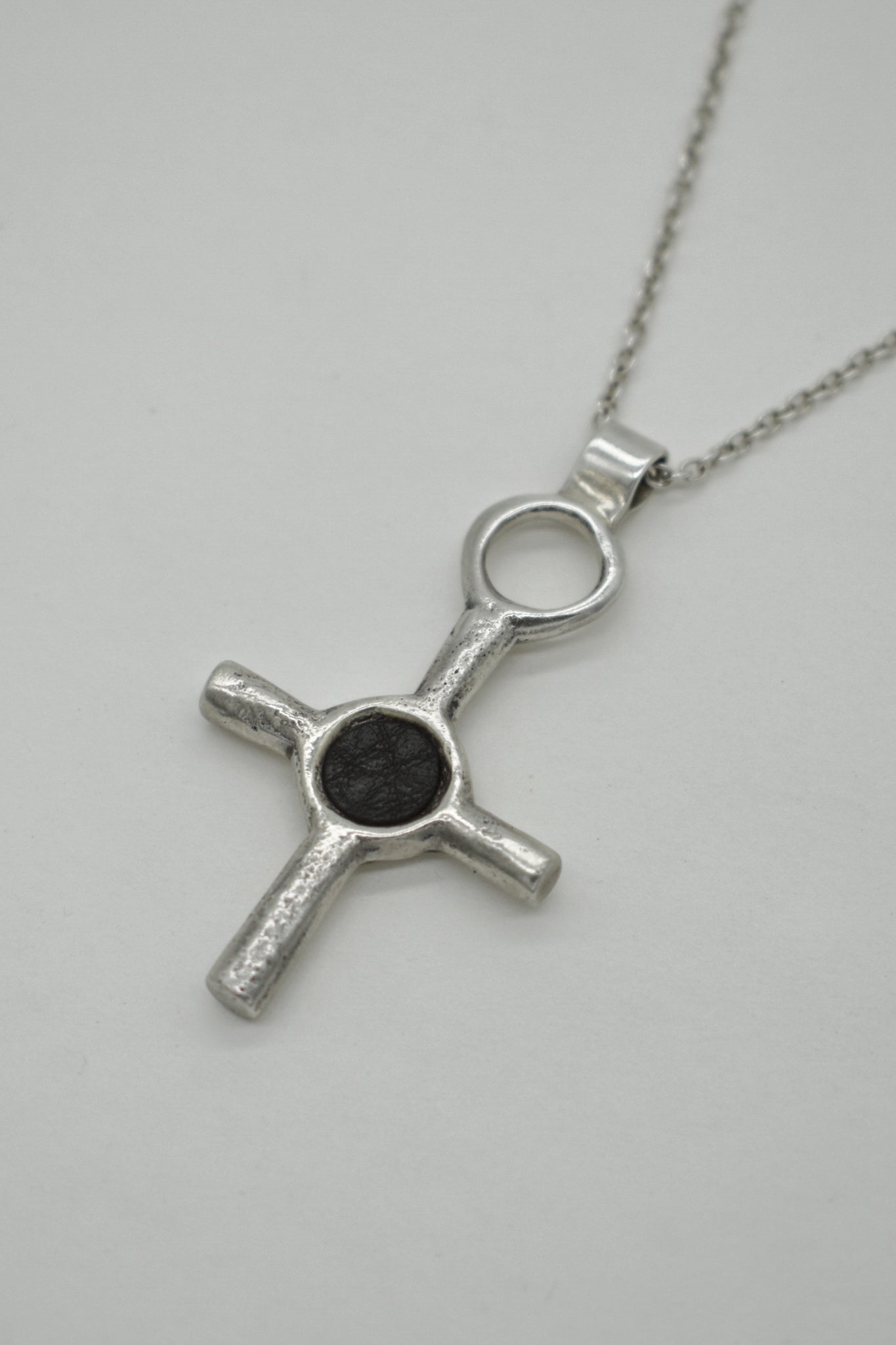 cross pendant oxidised sterling silver